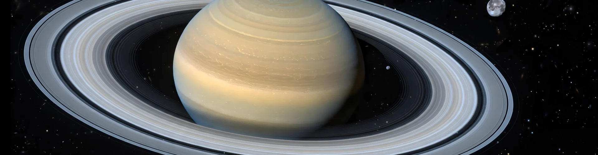 Telescope image stack revealing faint moons around Saturn