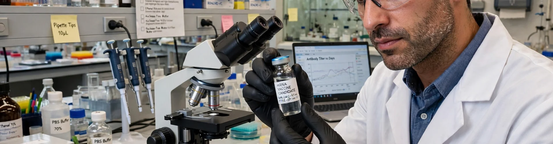 Scientist analysing tumour mutation data for a personalised vaccine