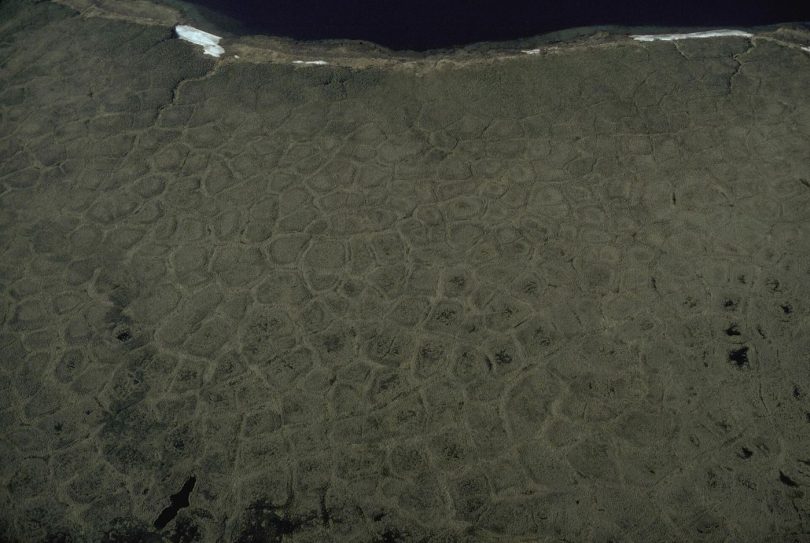 cracked tundra landscape in the far north